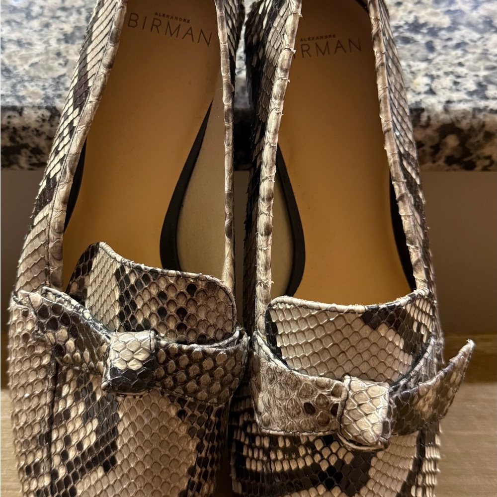 Alexandre Birman Python Leather Bow Loafers Flats… - image 1